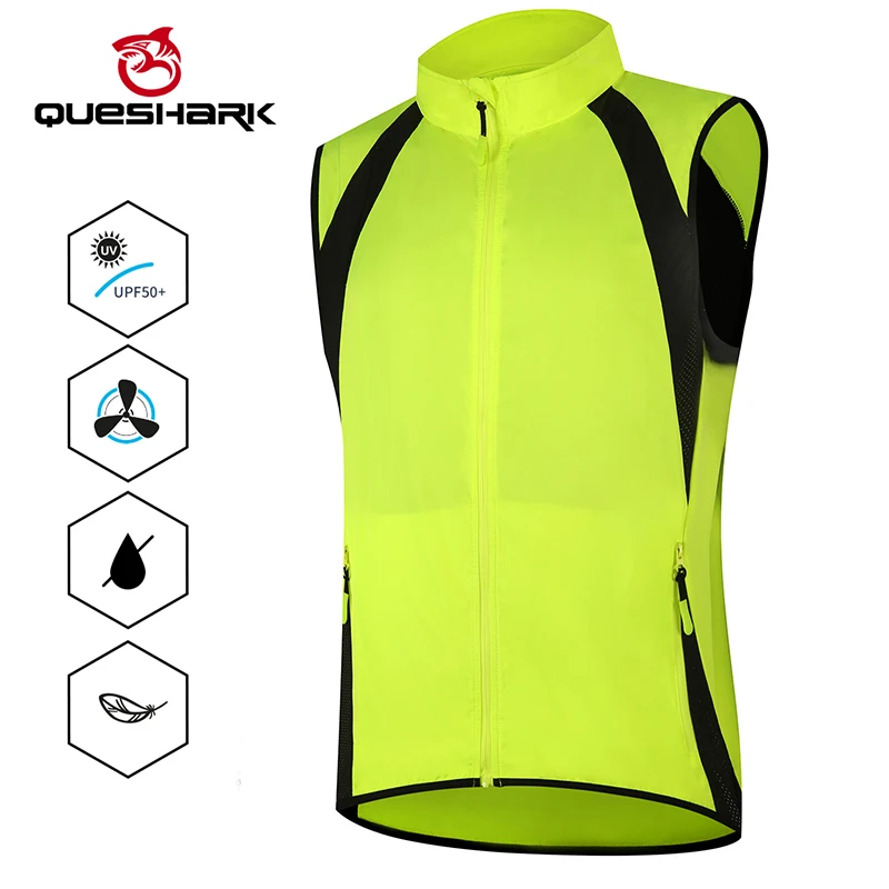 QUESHARK Men Reflective Windproof Windproof Cycling Vest Sleeveless