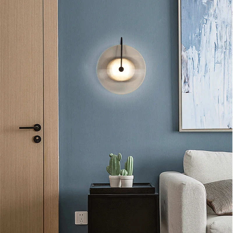 Modern Led Wall Lamp Creative Stripe Glass Nordic Gold Lighting Fixture Living Bathroom Bedside Bedroom Decoration Sconce Lights led wall lamp wall sconces light wall lamp