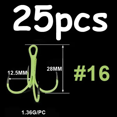 25pcs size 16 25 шт из нержавеющей стали светящийся Четырехместный рыболовный крючок Кальмар Осьминог искусственный крючок приманки Морская наживка Джиги вспомогательный крючок - Цвет: 25pcs size 16