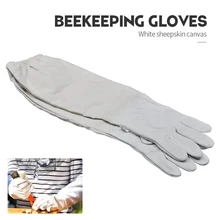 Перчатки пчеловода защитные рукава вентилируемые профессиональные овчины и холст анти пчела для пчеловода