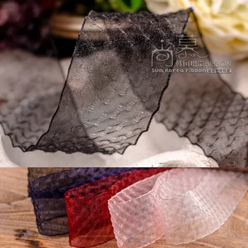 

100yards 25mm 40mm 3D concave-convex dot organza sheer ribbon for garment apparel skirt underware bra diy accessories