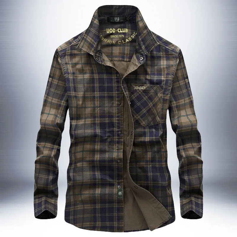 

Autumn New Style MEN'S Long-sleeved Shirt Ji Nursery Pure Cotton Large Size Casual Men'S Wear Men Fold-down Collar Shirt