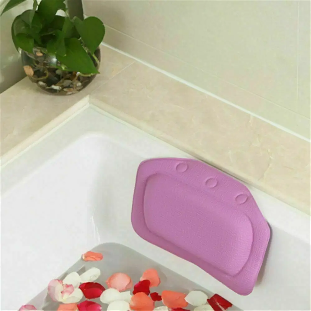 1pc Soft Bathroom Pillow Home Comfortable Spa Inflatable Bath Cups Shell Shaped Neck Bathtub Cushion Bathroom Accessories - Color: Purple