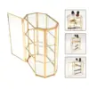 3-Tier  Jewelry Trinket Glass Gold Box Necklace Ring Earring Box Keepsake Decorative Box Holder for Wedding Gift Dresser 5