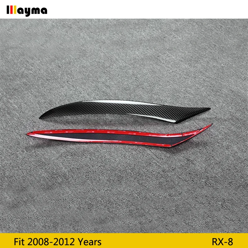 Cejas Faro Fibra Carbono Para Mazda RX8 2004-2008 - Pegatinas Ajuste, Negro, Fácil Instalación