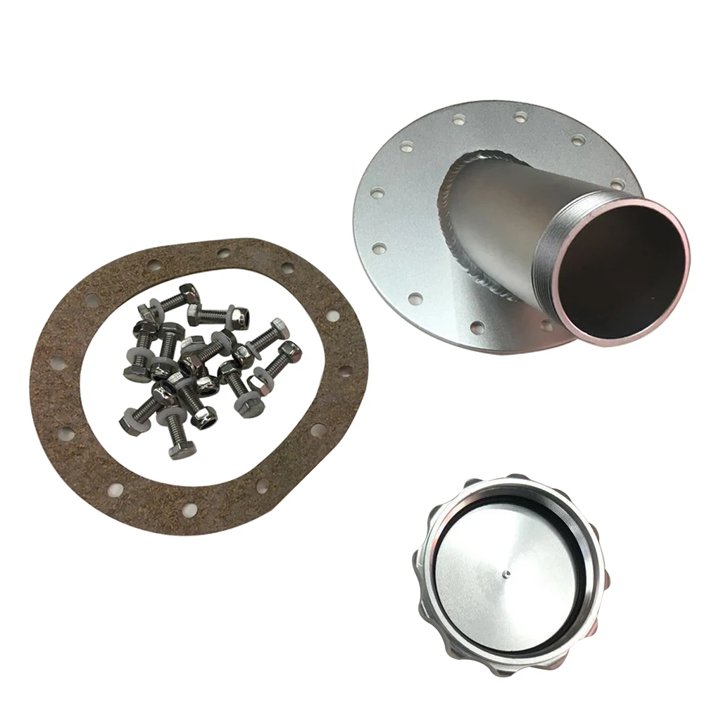 Billet Fuel Cell Fast Fill Filler Neck 45 Degree 12 Bolts Flange Aluminum Sliver
