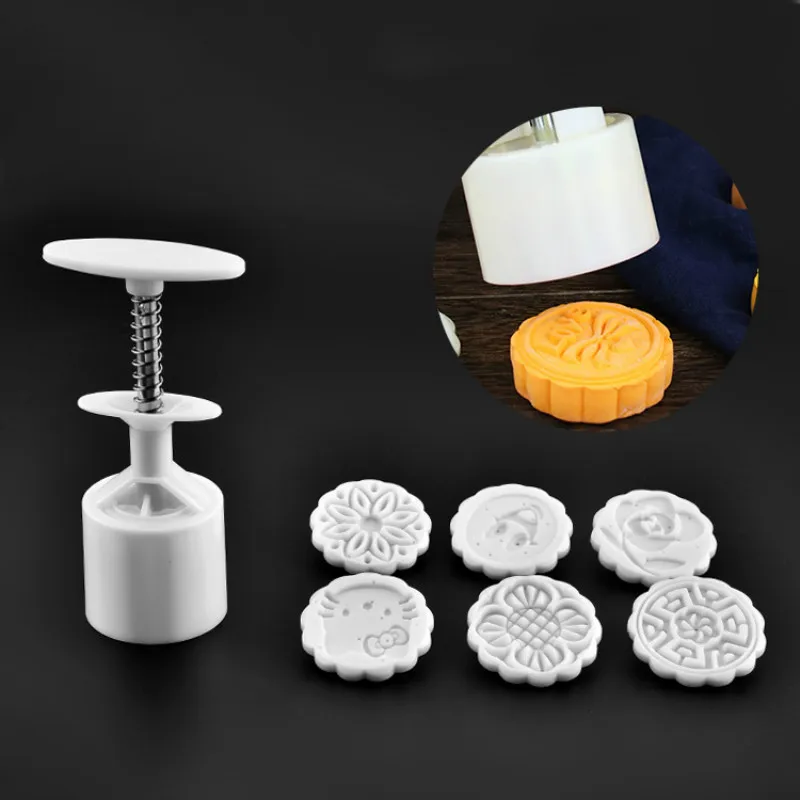 

Manual Moon Cake Die Hand Pressure Mung Bean Mid-Autumn Moon Cake Die 6 Pack DIY Ice Skin Moon Cake Kitchen Accessories
