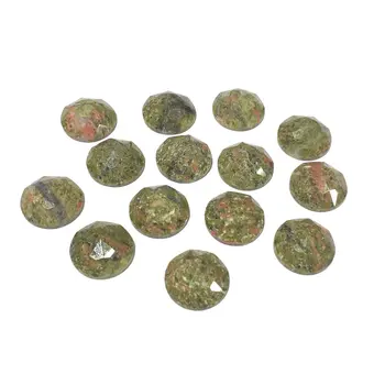 

Natural Stone Unakite Cabochon Beads Faceted Flat Back Round No Hole Loose Bead For jewelry making DIY Ring necklace accessories