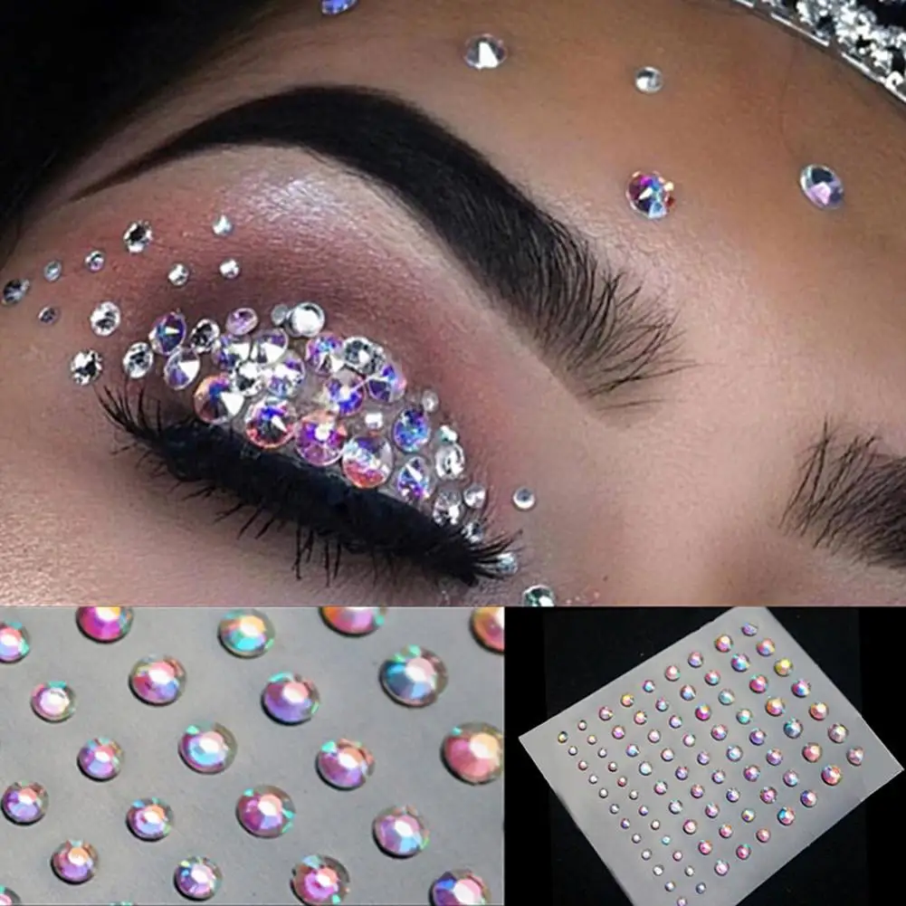 Блестящие тату наклейки для временного макияжа лица украшения тела Кристальные