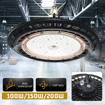 

UFO 100/150/200W LED High Low Bay Workshop Light Waterproof Warehouse Industrial Factory Lamp Ceiling Lights Workshop Lighting