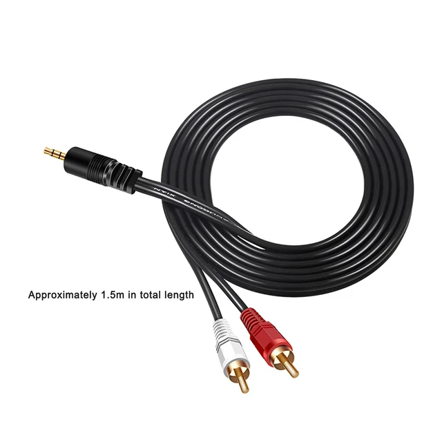 (1.5M/3M/5M/10M) 3.5 MM Male Jack to AV 2 RCA Male Stereo Music Audio Cable  Cord AUX for Mp3 Pod Phone TV Sound Speakers