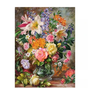 

Water flowers DIY Coloring Paint By number Tools picture Painting By Numbers Surprise Gift art supplies dropship