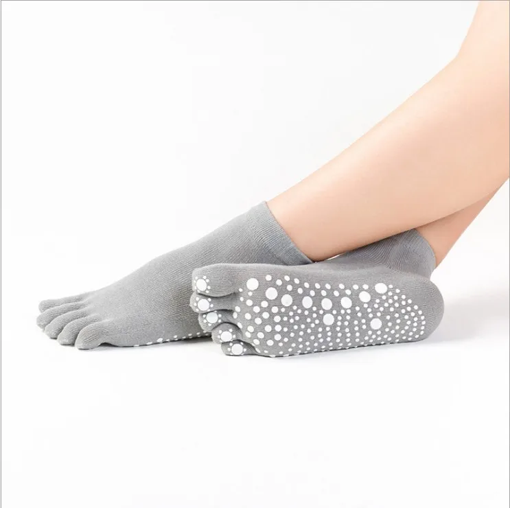 socks Силиконовые Нескользящие частицы, носки для йоги, пять пальцев на лодыжке, носки для тренажёрного зала, спортивные носки, женские, в горошек, профессиональные носки - Цвет: socks