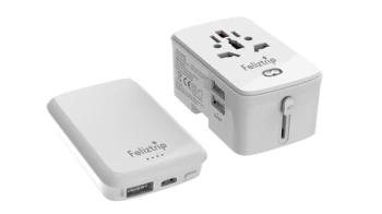 

Feliztrip Universal Travel Adapter 4000mAh Power Bank Smart Socket EU UK USA AU Standard Plug Multi Sockets Dual USB KR 4.8mm