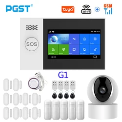 PGST PG-107 Tuya Wireless Home WIFI GSM Home Security With Motion Detector Sensor Burglar Alarm System Support Alexa & Google