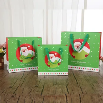 

Christmas party favors paper bags for gifts Christmas Eve large gift bags with handles Santa Claus paper boxes for packaging set