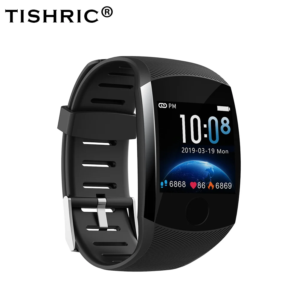 TISHRIC Q11 Смарт-часы спортивные фитнес-браслет с Bluetooth Android водонепроницаемый Whatsapp Smartwatch монитор сердечного ритма большой экран - Цвет: Black