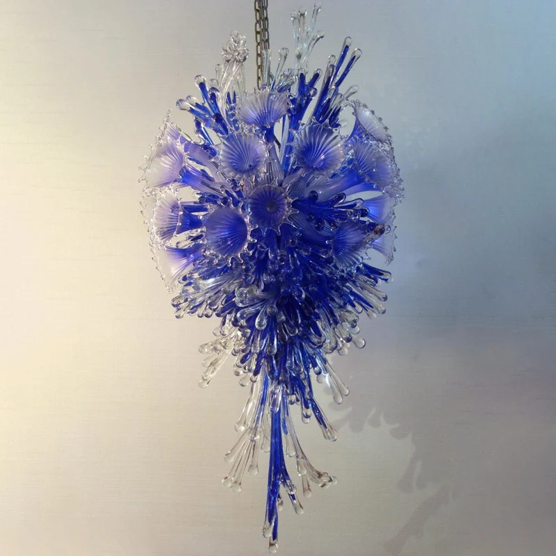 

Luxury Blue Coral Flower Chandelier Hand Blown Murano Glass Chandeliers Lamp Home Indoor LED Lighting