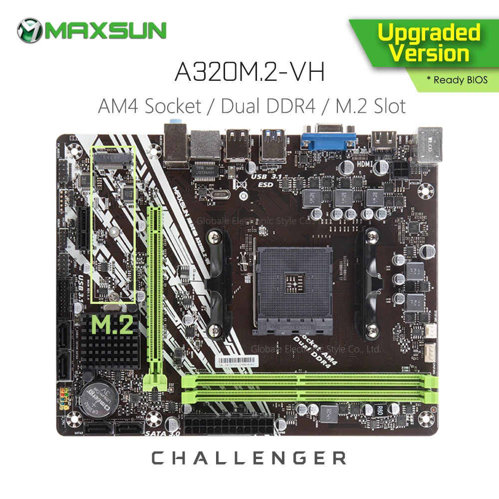 Оригинальная материнская плата MAXSUN Challenger II A320M.2 VH AMD AM4 mATX двухканальный DDR4 1000M LAN