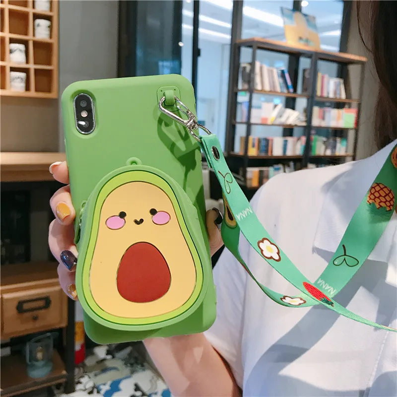 Для iPhone X XS чехол Heavy duty Удар Подставка бумажник чехол для iPhone 6, 6 S, 7, 8plus, XR XS MAX фрукты, авокадо ананас силиконовый чехол