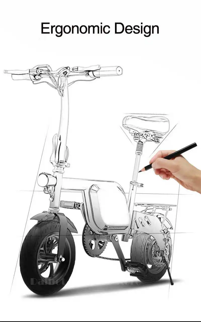 Daibot Electric Bicycle Scooter Two Wheel Electric Scooters 12 Inch 48V 350W Black Mini Portable Folding Electric Scooter Adults (10)