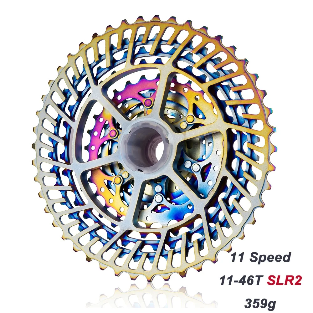 

MTB 11 Speed 11-46T Colorful SLR2 Cassette Bicycle Freewheel k7 HG Compatible UltraLight CNC Bike Sprocket For GX X1 NX M8000