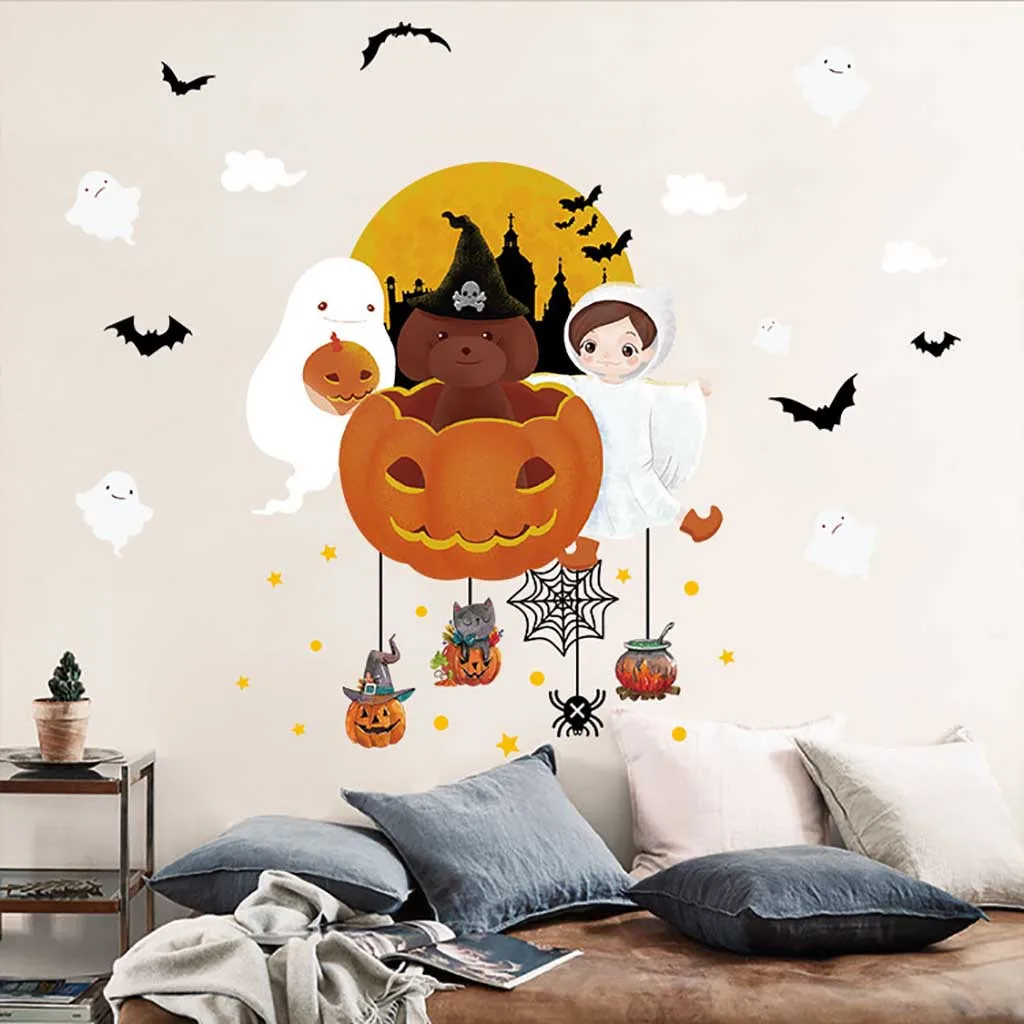 Kakuder стена стикер мультфильм милый Хэллоуин Печать наклейки на стену DIY украшения