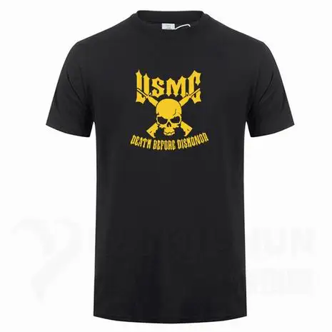 Usmc Marines Skull футболка с пистолетами художественный дизайн Мужская Футболка Высокое качество 16 цветов Чистый хлопок короткий рукав тройники уличная хип-хоп
