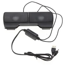 Stereo Speaker Notebook Computer Audio-Jack Soundbar Clip-On Volume-Control Portable