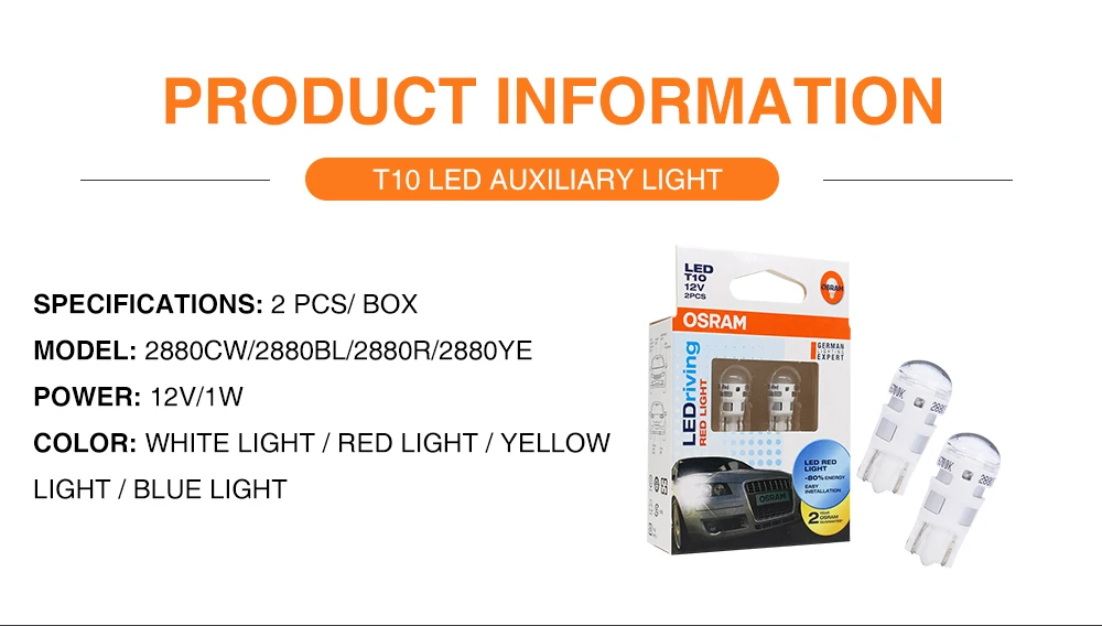 OSRAM T10 led w5w Автомобильный светодиодный светильник сигнала поворота, тормозной светильник для passat b6 peugeot ford mondeo mk4 focus mk2 vw golf touareg volvo