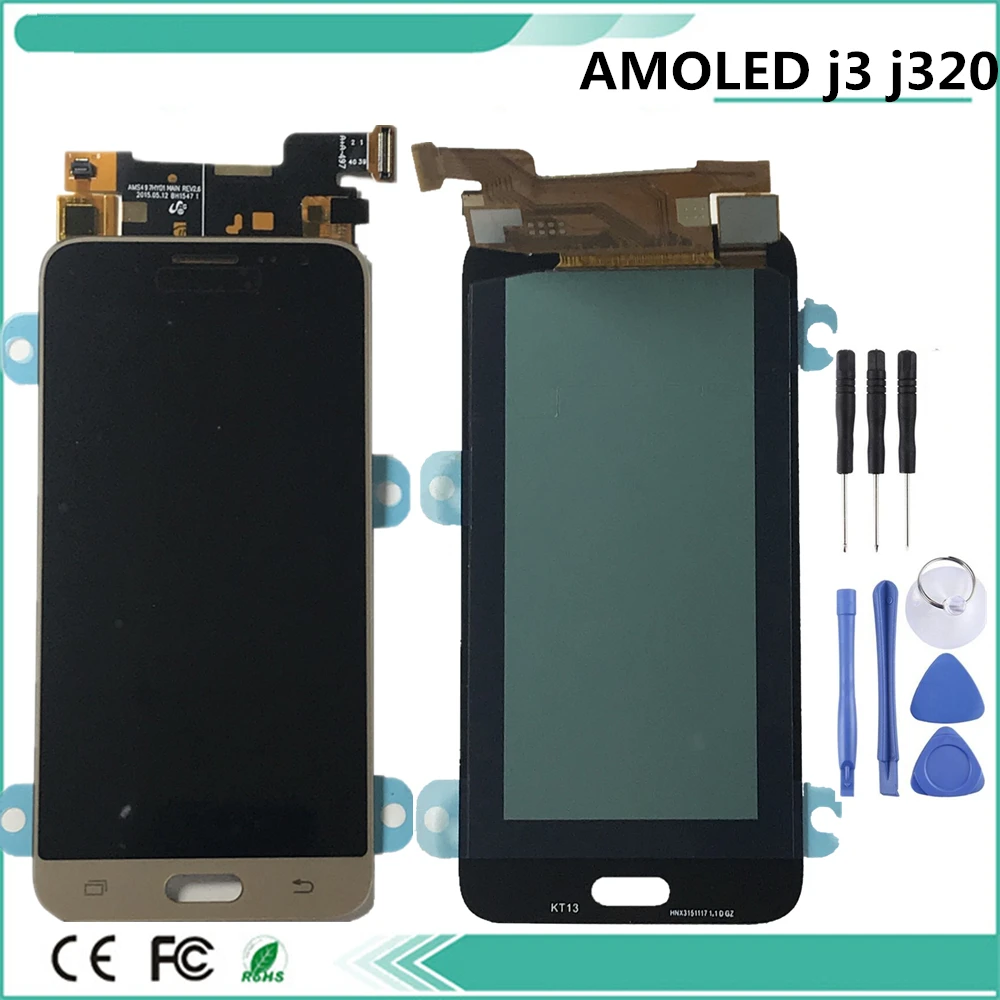 AMOLED для Samsung Galaxy J3 2016 J320 J320F J320M J320FN ЖК дисплей сенсорный экран дигитайзер в сборе