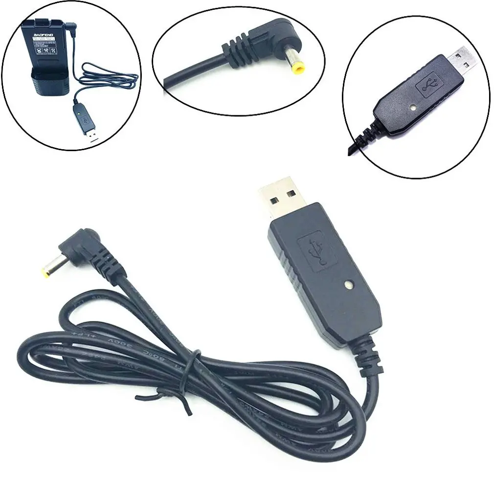 

USB Charger Cable with Indicator Light for Walkie Talkie for Baofeng UV-5R Extend Battery BF-UVB3 Plus Batetery Ham Radio ONLENY