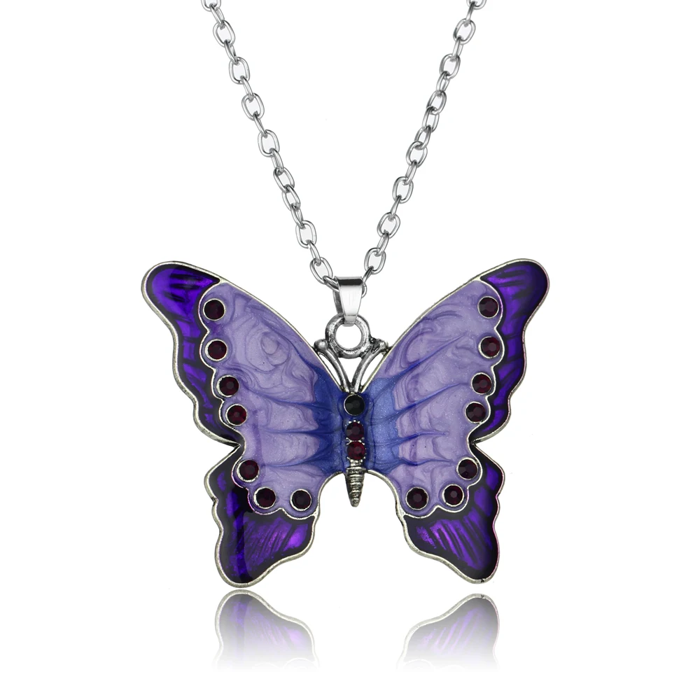 

12 шт. ожерелье с бабочкой для женщин, длинная цепь фиолетового цвета, ожерелье с кулоном, эффектные модные очаровательные украшения, подарки