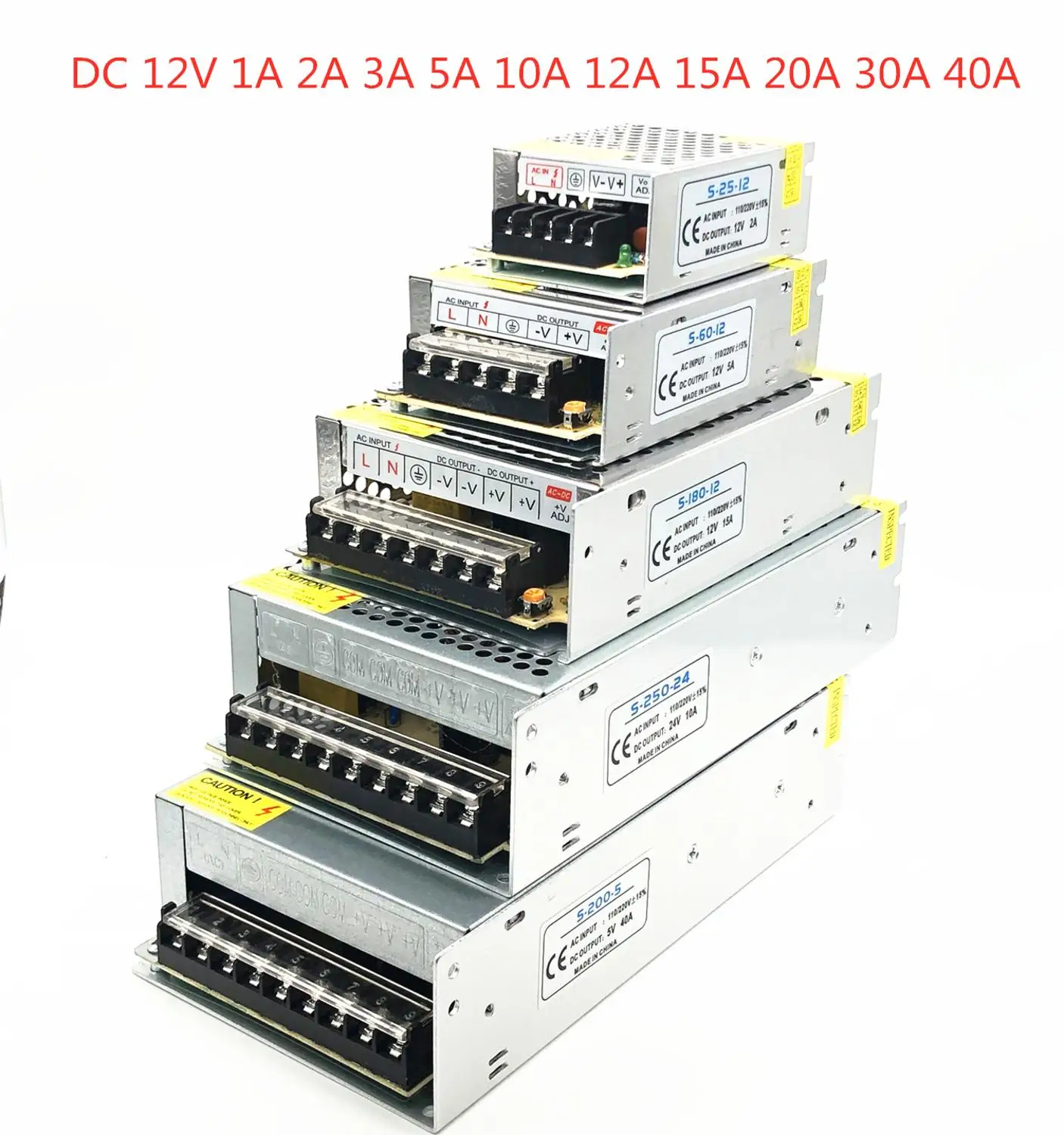 Блок питания DC 12V 1A 2A 3A 5A 10A 12A 15A 20A 30A 40A трансформатор освещения для светодиодных лент импульсный адаптер питания