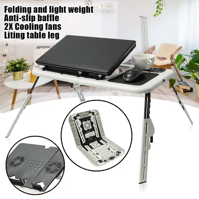 $US $21.50  Multi-function Folding Laptop Desk Table Laptop Stand Holder With 2 USB Cooling Fans Mouse Pad Tabl