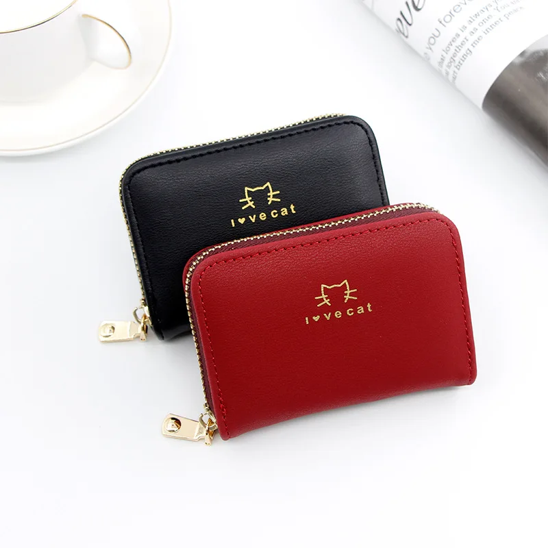 

2020 New Brand Business Card Holder Women ID/Credit Card Holder Card Wallet PU Leather Zipper Pocket Card Case Dropshipping