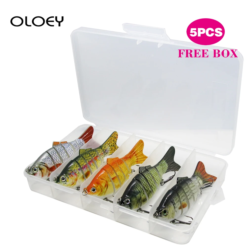 

OLOEY 5Pcs Sinking Wobblers 6 Segments Fishing Lures Multi Jointed Swimbait Hard Bait 10cm 17.5g For Bass Fishing Lure Crankbait
