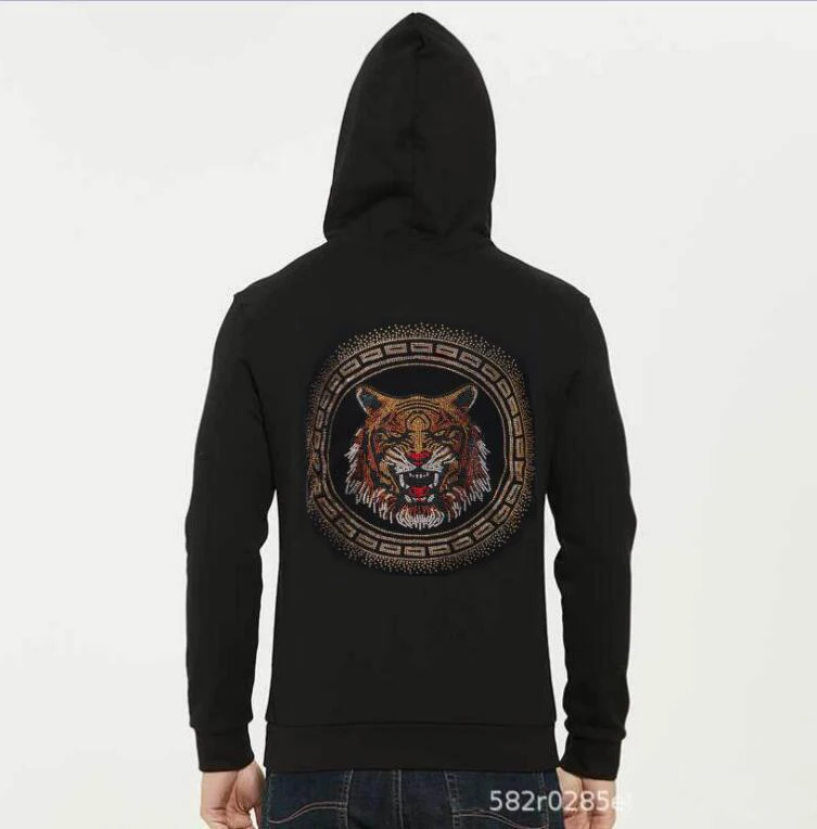 

New Men's Hoodie Spring Hip-Hop Japanese Streetwear Rhinestone Hoodie Men cotton Sweatshirt Men Drop ship