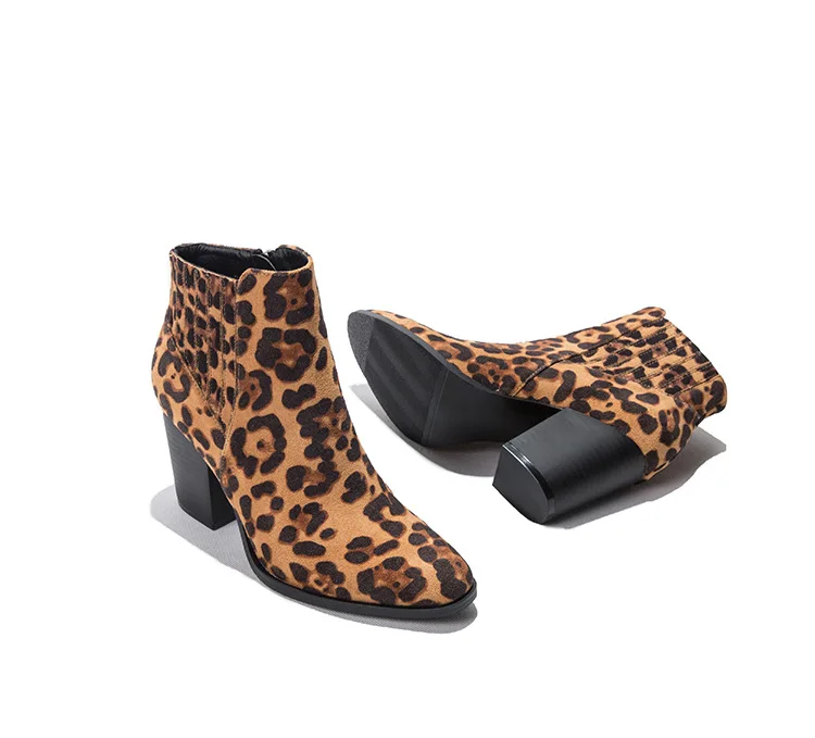 Г., классические ковбойские сапоги в ковбойском стиле женские леопардовые замшевые ковбойские ботинки на высоком каблуке повседневные ботильоны