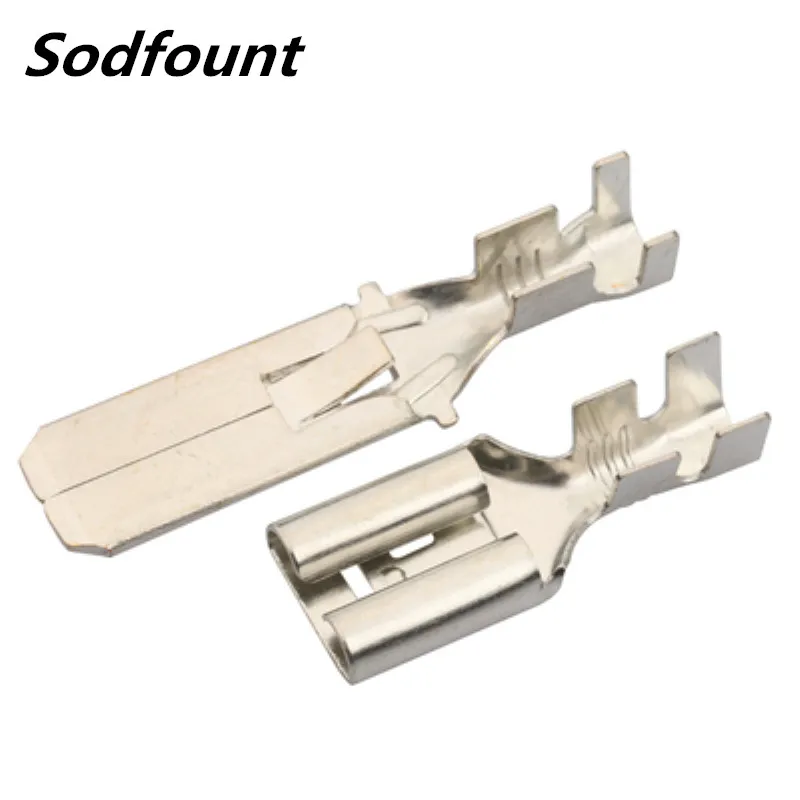 

50sets 9.5mm plug spring insert terminal pluggable connector insert cold press male and female wire to connector crimp 2.5-4mm2