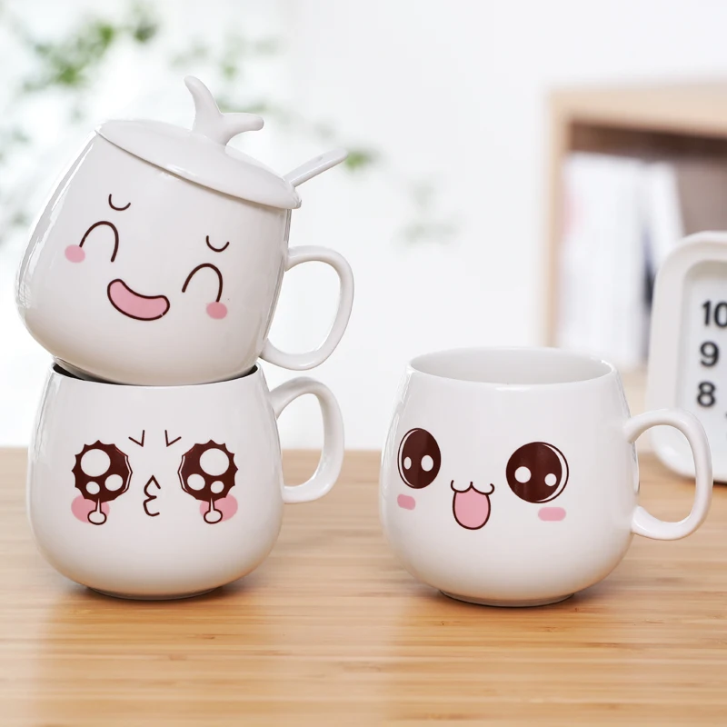 

Cartoon cups and mugs cute tazas de ceramica creativas coffee mug caneca coffe cup funny ins expression new friends milk cup