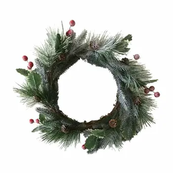 

Artificial Flowers Christmas Cedar Berries Wreath Outdoor for Front Door Décor