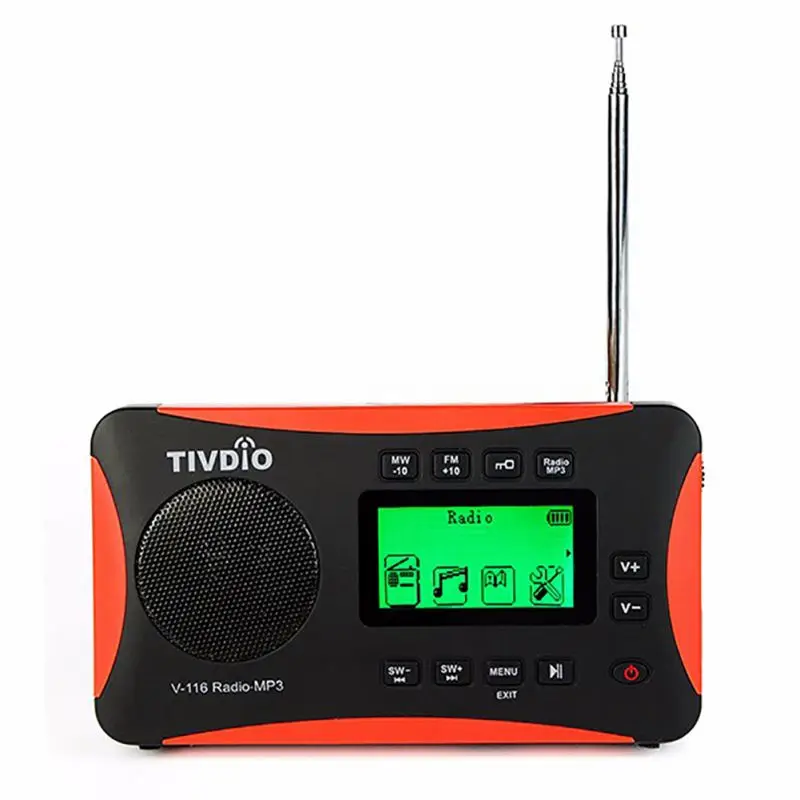

Portable Personal Transistor FM/AM Radio Micro SD/TF Card AUX MP3 Player Alarm Clock