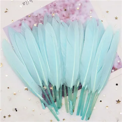lt blue green 50pcs Натуральные перья лебедя 10-15 см многоцветные гусиные перья, пух для DIY сцена для свадебной вечеринки украшения дома своими руками материалы 50 шт - Цвет: lt blue green 50pcs