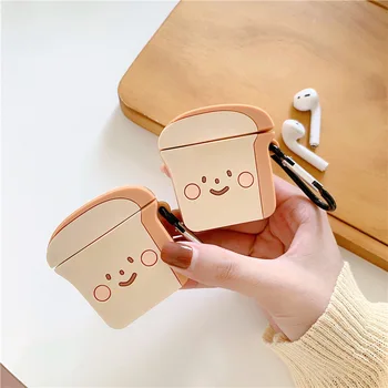 

For AirPod 2 Case 3D Toast Bread Cartoon Soft Silicone Wireless Earphone Cases For Apple Airpods Case Cute Cover Funda