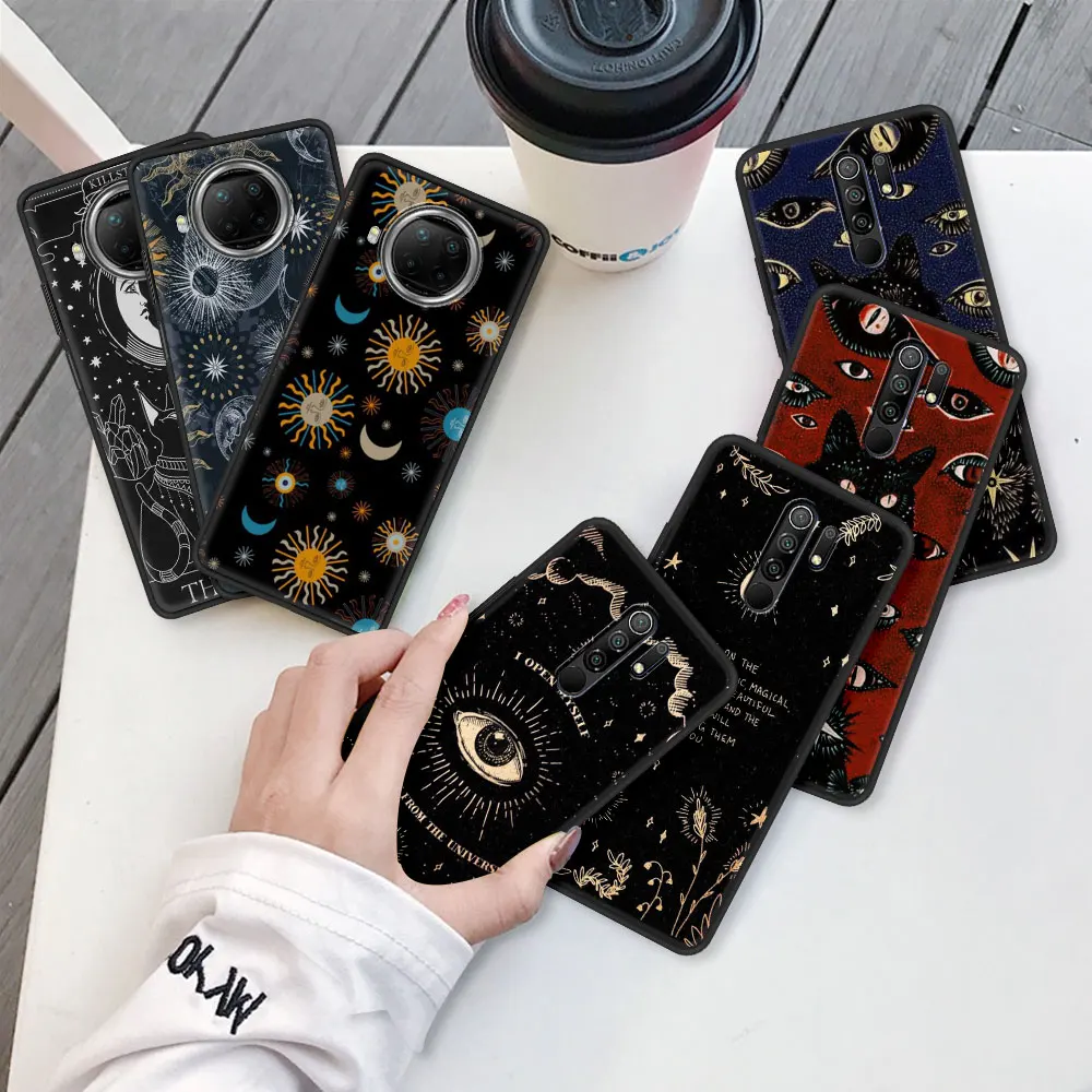 Case for Xiaomi Redmi Note 9S 9 8 Pro 7 8T 10 9C 9A 7A K40 Soft Back Luxury Design Phone Cover 8A 6A Coque Death Tarot Cat | Мобильные