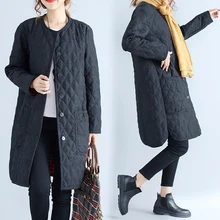 Женская однобортная куртка с карманами и хлопковой подкладкой, зимние женские парки, длинные тонкие женские пальто, черные пальто N920