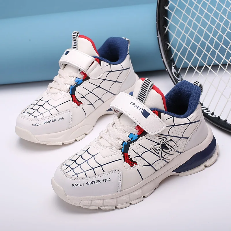 

BOY'S Shoe 2019 Autumn And Winter New Style Big Boy Waterproof Leather Sneakers Spider-Man Children Second Cotton Athletic Shoes
