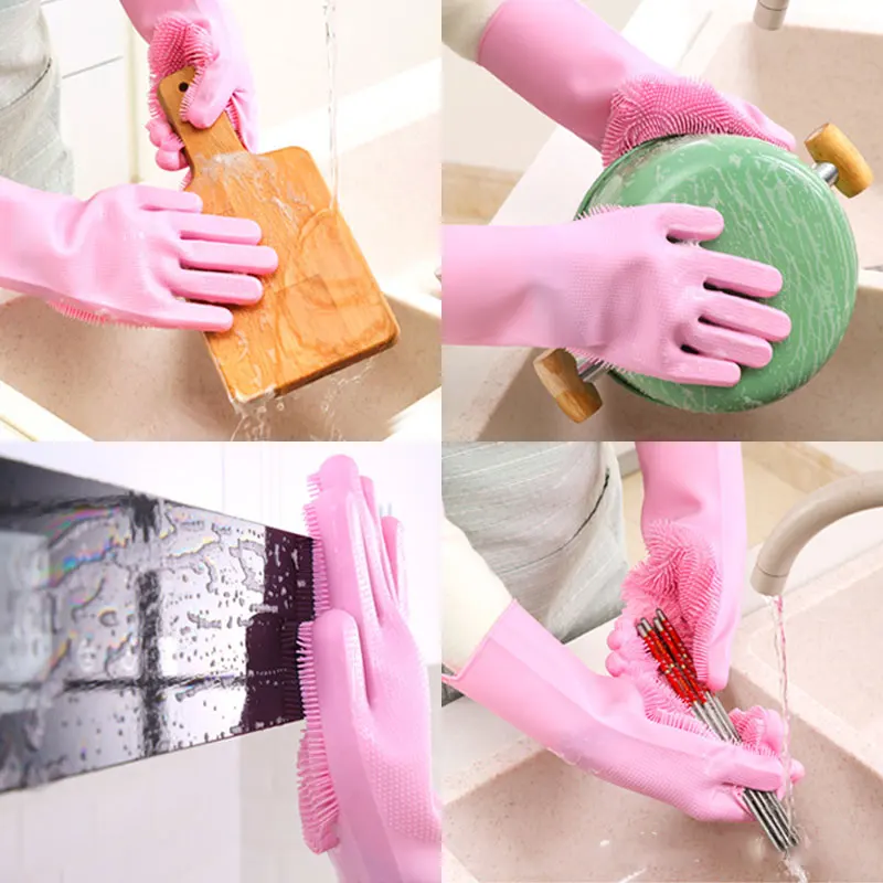 Волшебный, резиновый кухонные товары для дома силиконовые для домашнего мытья посуды перчатки 1 пара чистящие перчатки силиконовая щетка