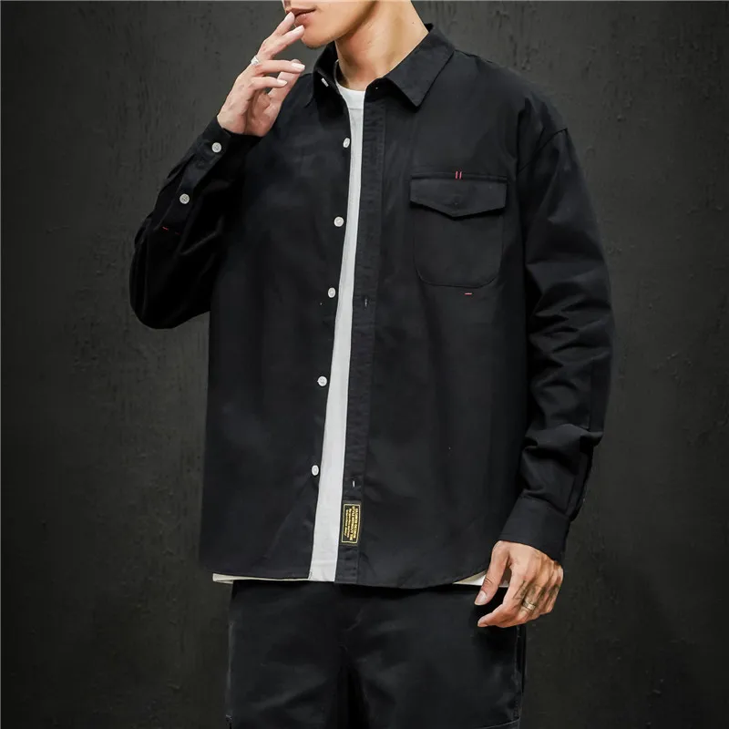 

2019 Autumn And Winter Men's New Casual Solid Color Single-breasted Long-sleeved Jacket Loose Temperament Trend Cotton